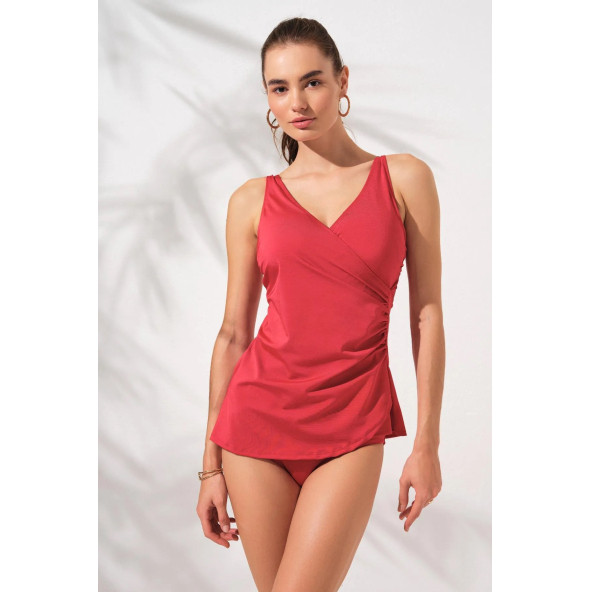Kruvaze Formlu Tankini Takım Kırmızı ürün görseli 1