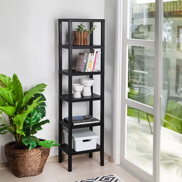 Mithra Life 6 Katlı Plastik Siyah Banyo Mutfak Rafı MIT1045 ürün görseli 1