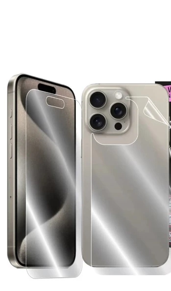 İphone 15 Uyumlu Ön+Arka Şeffaf Çizilme darbelere karşı koruyucu Nano Jelatin ürün görseli 1