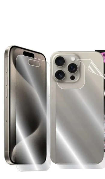 İphone 15 Plus Uyumlu Ön+Arka Şeffaf Çizilme darbelere karşı koruyucu Nano Jelatin ürün görseli 1