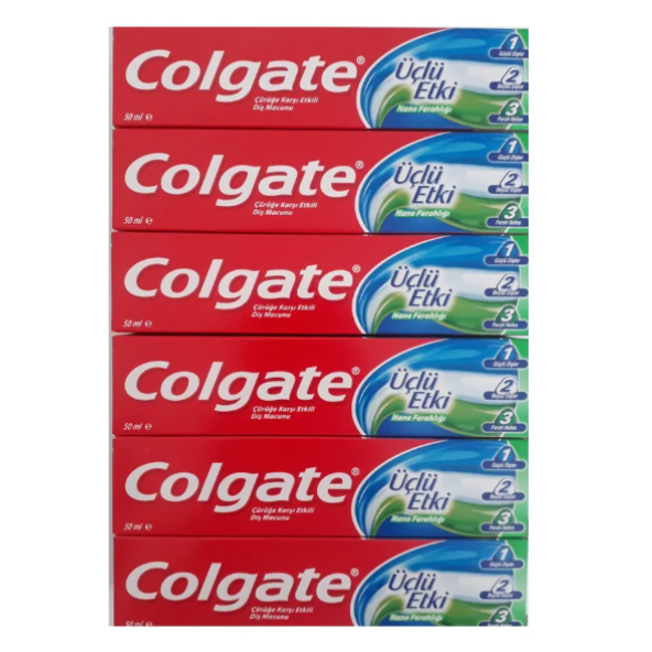 Colgate Üçlü Etki Nane Ferahlığı Diş Macunu 6 x 50 ML ürün görseli 1