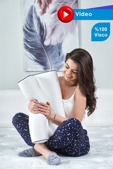TwinLüks Çift Boyun Destekli Boyun Fıtığı Boyun Düzleşmesi İçin Ortopedik Visco Yastık 51x41x13-11cm ürün görseli 1