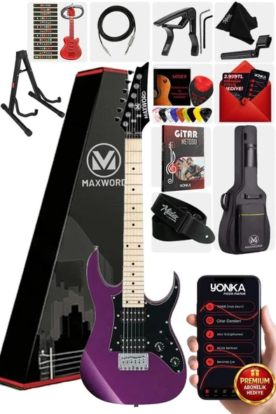 Maxword DE-150PU-ST Maple Klavye HH Manyetik Yüksek Kaliteli Elektro Gitar Seti ürün görseli 1