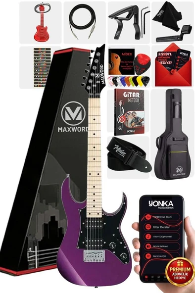 Maxword DE-150PU Maple Klavye HH Manyetik Yüksek Kaliteli Elektro Gitar Seti ürün görseli 1