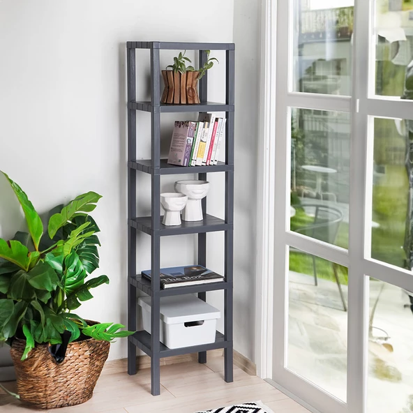 Mithra Life 6 Katlı Plastik Gri Banyo Mutfak Rafı MIT1046 ürün görseli 1