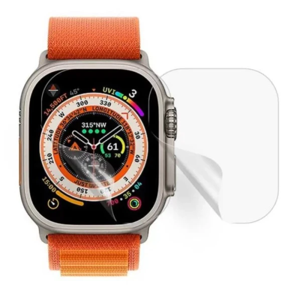 Apple Watch Ultra 49mm 2 Adet Uyumlu Şeffaf Ultra koruyucu Nano Jelatin ürün görseli 1