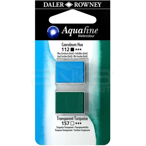 Daler Rowney Aquafine Sulu Boya Tablet 2li Coeruleum Blue-Transparent Turquoise ürün görseli 1