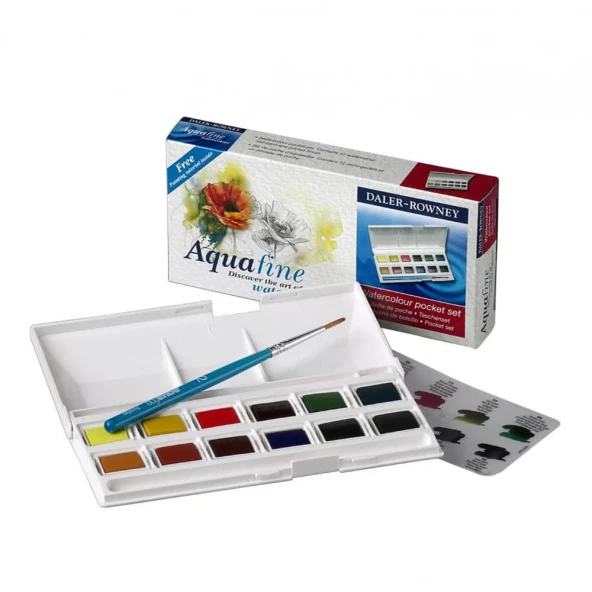 Daler Rowney Aquafine Tablet Sulu Boya Seti 12'li 131900000 ürün görseli 1