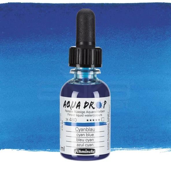 Schmincke Aqua Drop Sıvı Sulu Boya 30ml 480 Cyan Blue ürün görseli 1