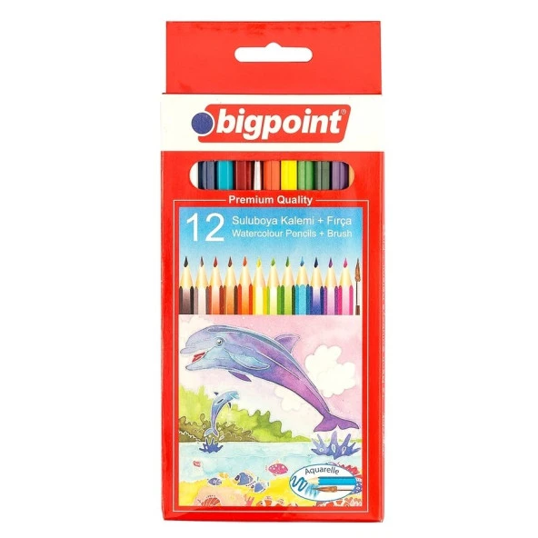 Bigpoint Aquarelle Sulu Boya Kalemi 12 Renk Fırçalı ürün görseli 1
