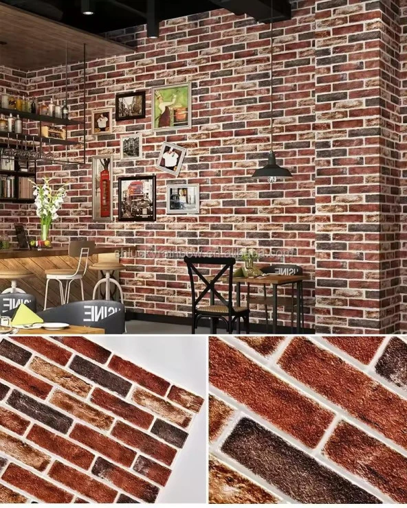 Renkli Duvarlar 70x70cm 1 Adet Silinebilir Yapışkanlı Çok Renkli Tuğla Desen Salon Şömine Duvar Kağıdı Paneli NW149 ürün görseli 1