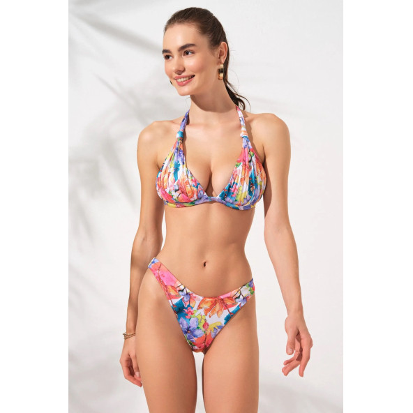 Dudi Kaplı Üçgen Dolgulu Bikini Takım Nektarin ürün görseli 1