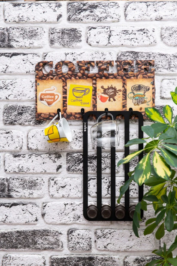 Deep Creative Duvar Askılığı 4 Askılı Doğal Ahşap Uv Baskılı Coffee - Resim 3
