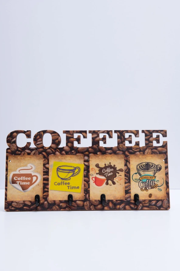 Deep Creative Duvar Askılığı 4 Askılı Doğal Ahşap Uv Baskılı Coffee - Resim 4
