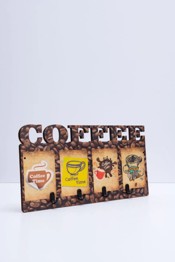 Deep Creative Duvar Askılığı 4 Askılı Doğal Ahşap Uv Baskılı Coffee - Resim 5