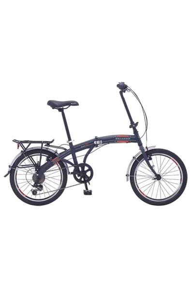 SALCANO SLCN 50 Katlanır Bisiklet parlak antrasit kırmızı shimano vitesli ürün görseli 1