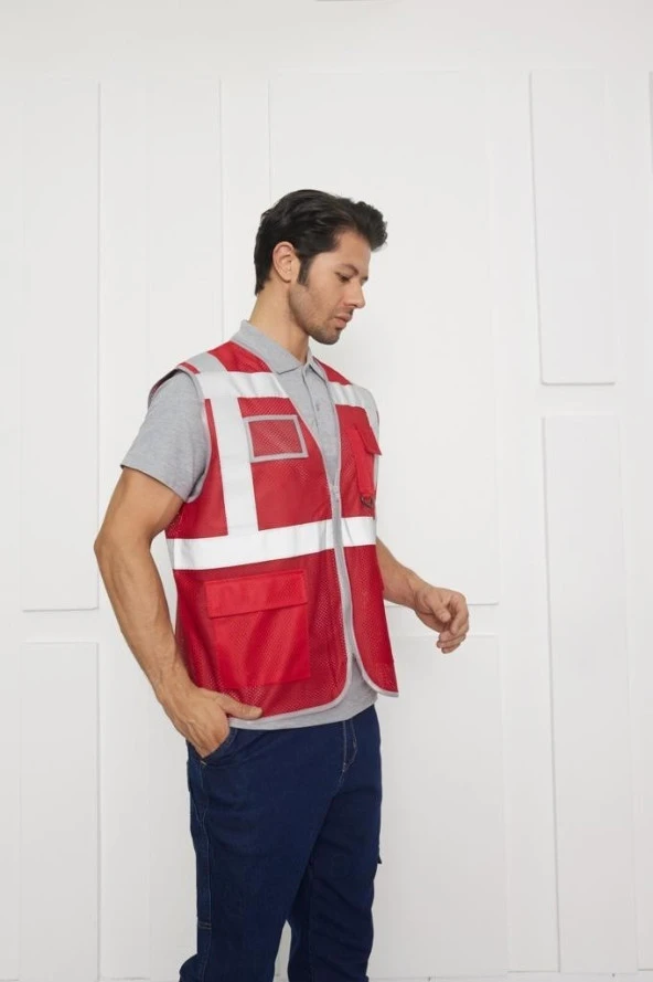 Orange Safety Mühendis Tipi Fileli İkaz Yeleği ürün görseli 1