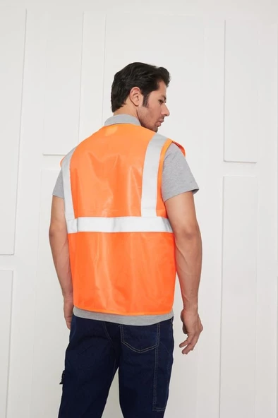 Orange Safety İkaz Yeleği Mühendis Tipi Reflektörlü - Resim 4