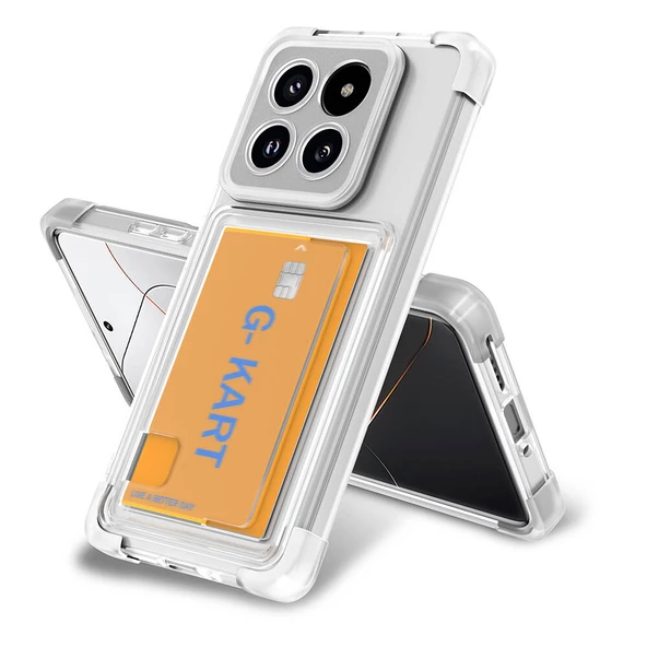 Xiaomi Mi 14 Pro Uyumlu Kılıf Airbag Tasarımlı Şeffaf Kartlıklı  G-Kart Kapak ürün görseli 1
