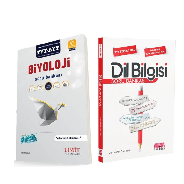 Limit TYT AYT Biyoloji ve AKM Dil Bilgisi Soru Bankası Seti 2 Kitap ürün görseli 1