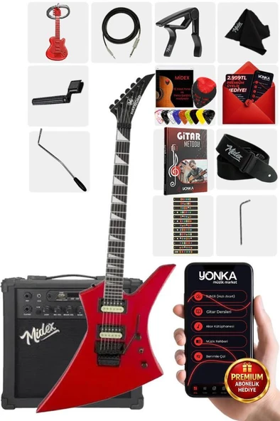 Maxword DG-34RD-25AMP Kelly Kasa Floyde Rose 2x Zebra HH Manyetik 25W Amfili Elektro Gitar ürün görseli 1