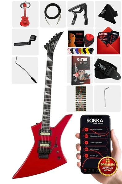 Maxword DG-34RD Kelly Kasa Floyde Rose 2x Zebra Humbucker Manyetik Elektro Gitar ürün görseli 1