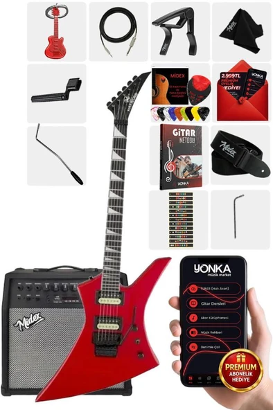 Maxword DG-34RD-50AMP Kelly Kasa Floyde Rose 2x Zebra HH Manyetik 50W Amfili Elektro Gitar ürün görseli 1