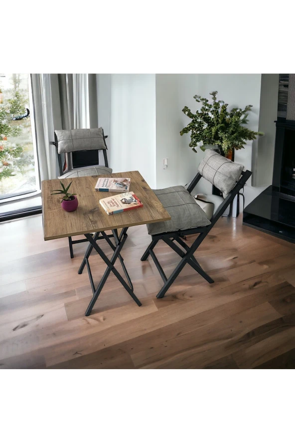 Modern Style Home Balkon Bahçe Mutfak 3'lü Bistro Set Katlanır 2 Sandalye 1 Masa ürün görseli 1