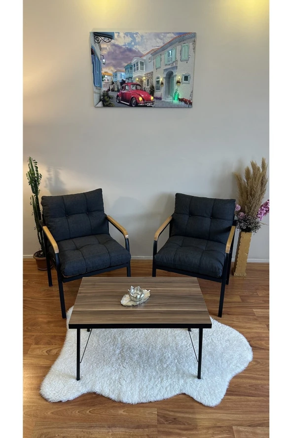 Modern Style Home Modern Avcılar Balkon, Bahçe, Cafe - Metal Kanepe Koltuk Takımı – 2 Tekli + Sehpa ürün görseli 1