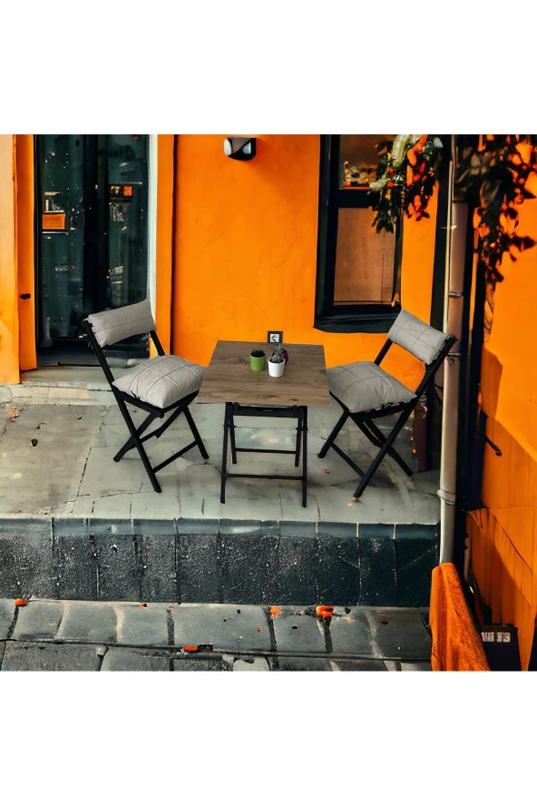Modern Style Home Balkon Bahçe Mutfak 3'lü Bistro Set Katlanır 2 Sandalye 1 Masa ürün görseli 1