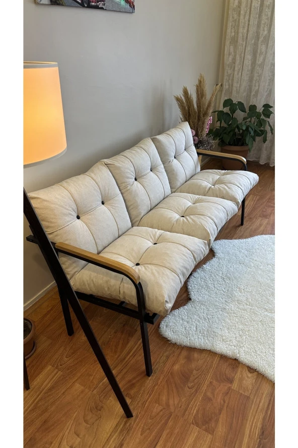 Modern Style Home Modern Avcılar Balkon, Bahçe, Cafe - Metal Kanepe Koltuk Takımı – 3’ Lü ürün görseli 1