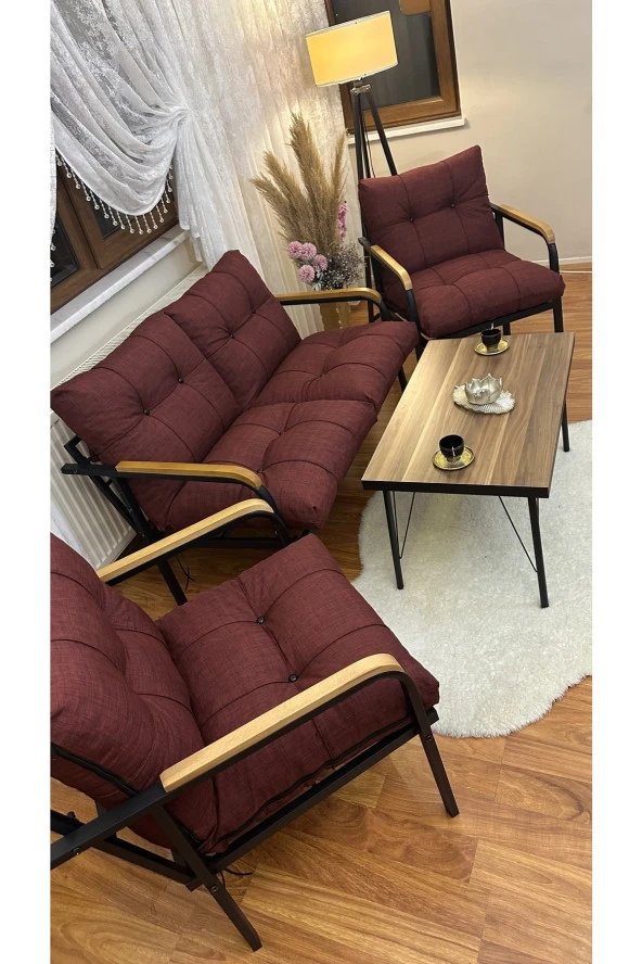 MODERN Erciyes Balkon, Bahçe, Cafe - Metal Kanepe Koltuk Takımı - 2 1 1 Sehpa ürün görseli 1