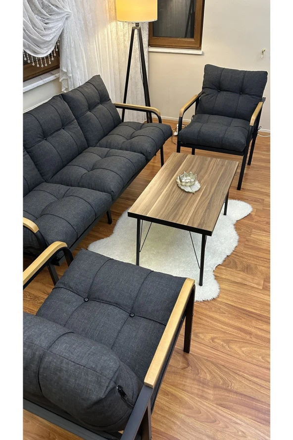 Modern Style Home Modern Sarıyer Balkon, Bahçe, Cafe - Metal Kanepe Koltuk Takımı - 3+1+1+masa ürün görseli 1