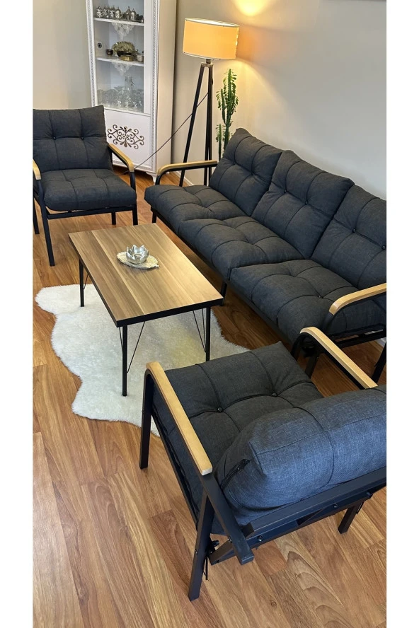 Modern Style Home Modern Sarıyer Balkon, Bahçe, Cafe - Metal Kanepe Koltuk Takımı - 3+1+1+ Sehpa ürün görseli 1