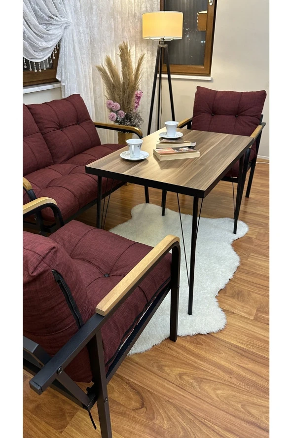 MODERN Van Balkon, Bahçe, Cafe - Metal Kanepe Koltuk Takımı - 2+1+1 + Masa ürün görseli 1
