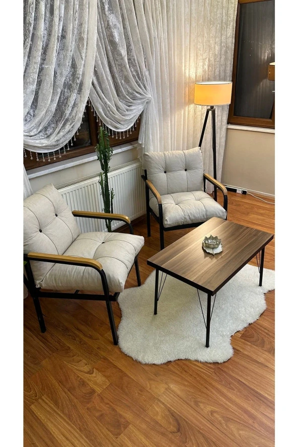 Modern Style Home Modern Levent Balkon, Bahçe, Cafe - Metal Kanepe Koltuk Takımı – 2 Tekli + Sehpa ürün görseli 1