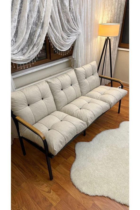 Modern Style Home Modern Avcılar Balkon, Bahçe, Cafe - Metal Kanepe Koltuk Takımı – 3’ Lü ürün görseli 1