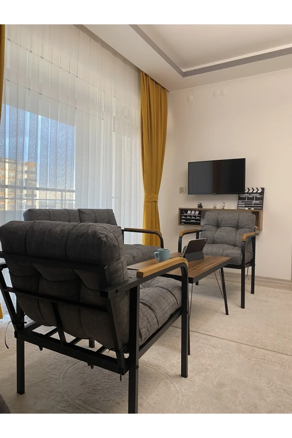 MODERN Jüpiter Balkon Bahçe Cafe - Metal Kanepe Koltuk Takımı - 2+1+1 + Sehpa ürün görseli 1