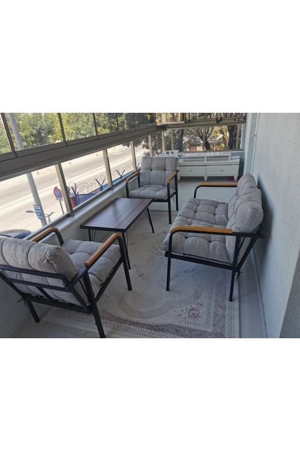 MODERN Mars Balkon, Bahçe, Cafe - Salon - Metal Kanepe Koltuk Takımı - 2+1+1 + Sehpa ürün görseli 1