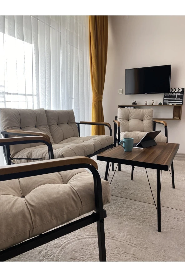 MODERN Mars Balkon Bahçe Cafe - Salon - Metal Kanepe Koltuk Takımı - 2+1+1 + Sehpa ürün görseli 1
