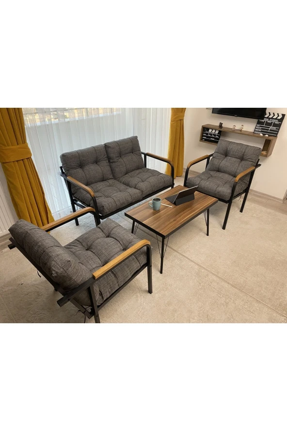 MODERN Jüpiter Balkon, Bahçe, Cafe - Metal Kanepe Koltuk Takımı - 2+1+1 + Sehpa ürün görseli 1