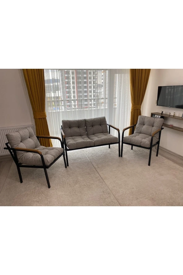 MODERN Merkür Balkon, Bahçe, Cafe - Metal Kanepe Koltuk Takımı - 2+1+1 ürün görseli 1