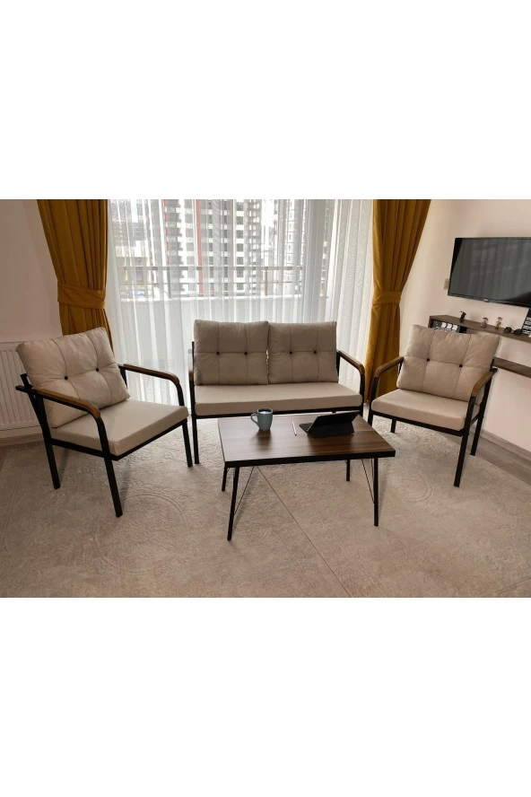 MODERN " Dünya Balkon, Bahçe, Cafe - Metal Kanepe Koltuk Takımı - 2+1+1+ Sehpa ürün görseli 1