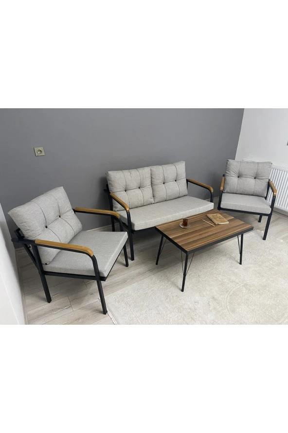 MODERN Güneş Balkon, Bahçe, Cafe - Metal Kanepe Koltuk Takımı - 2+1+1 + Sehpa ürün görseli 1