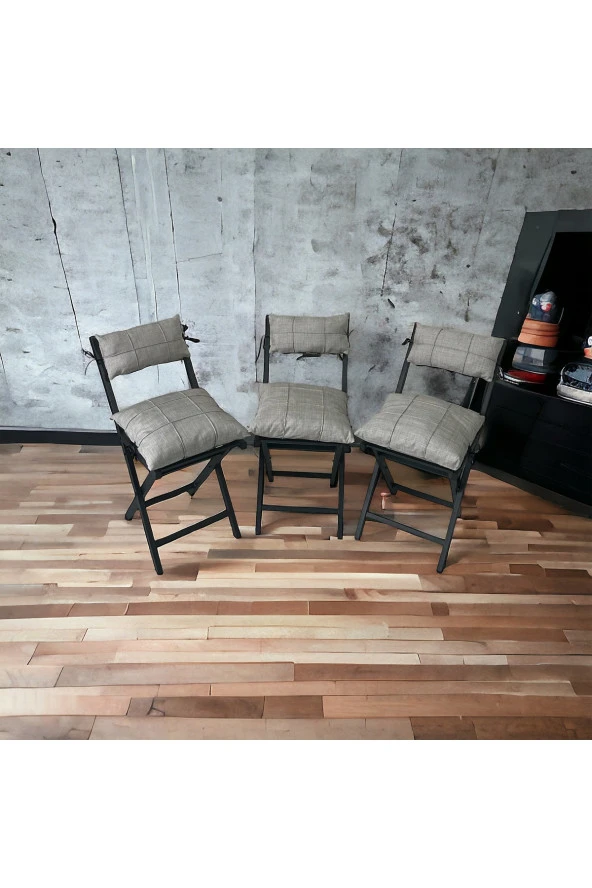 Modern Style Home Bahçe - Balkon, Iç Ve Dış Mekan Katlanır Metal Sandalye 3 Adet ürün görseli 1