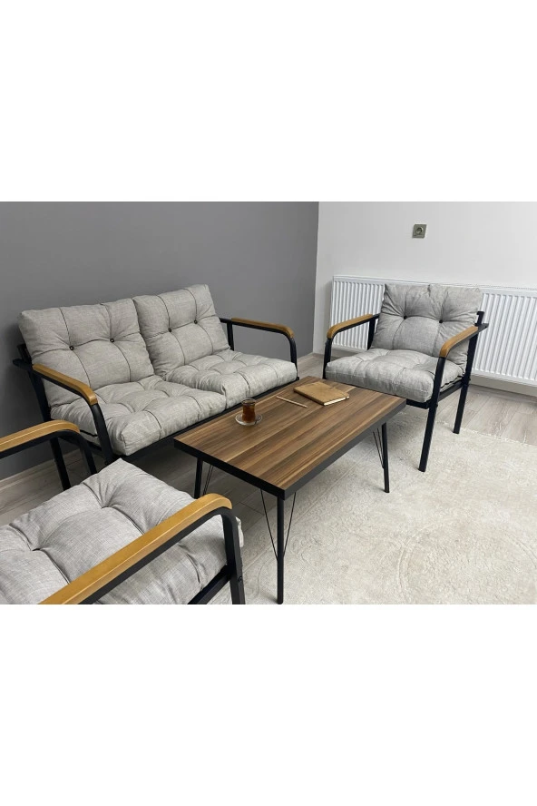 MODERN Merkür Balkon, Bahçe, Cafe - Metal Kanepe Koltuk Takımı - 2+1+1 + Sehpa ürün görseli 1