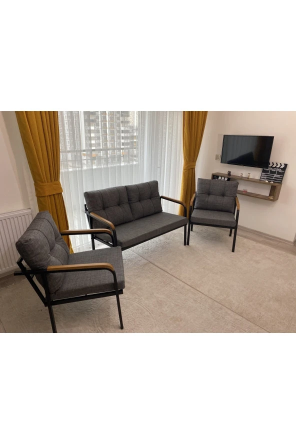 MODERN Venüs Balkon Bahçe Cafe - Metal Kanepe Koltuk Takımı - 2+1+1 ürün görseli 1