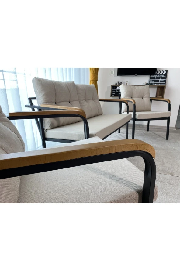 MODERNDEKORASYON " Dünya Balkon, Bahçe, Cafe - Metal Kanepe Koltuk Takımı - 2+1+1 ürün görseli 1