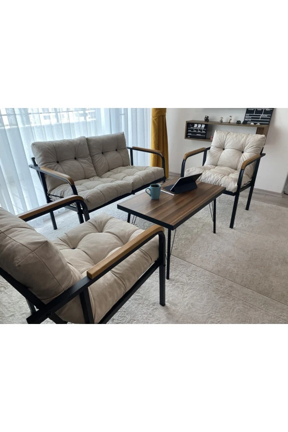 MODERN Mars Balkon, Bahçe, Cafe - Metal Kanepe Koltuk Takımı - 2+1+1 + Sehpa ürün görseli 1