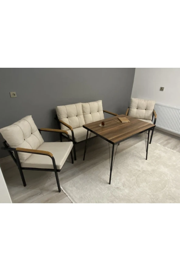 MODERN Dünya Balkon, Bahçe, Cafe - Metal Kanepe Koltuk Takımı - 2+1+1 + Masa ürün görseli 1
